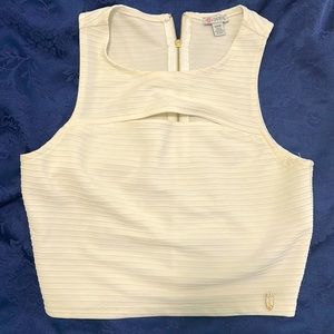 Cream/white ribbed Guess crop top